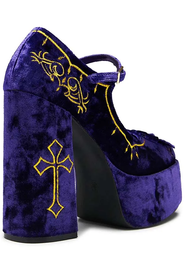 Royal Manor Velvet [Purple] | PLATFORM HEELS