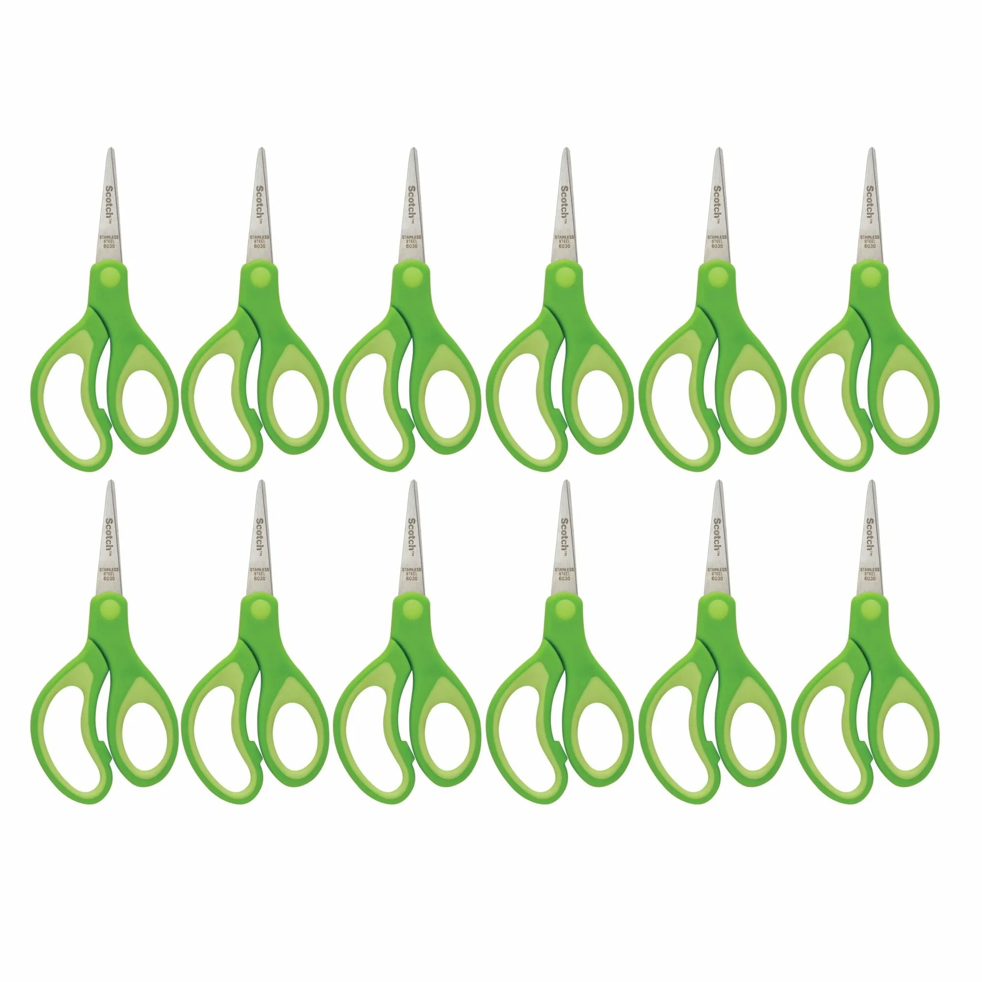 Scotch 12PK Kids Scissors 1442P-12, 5 inch, Green, Pointed