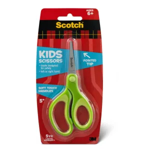 Scotch Kids 5 inch Scissors 1442P, Soft Grip, Pointed, 6 