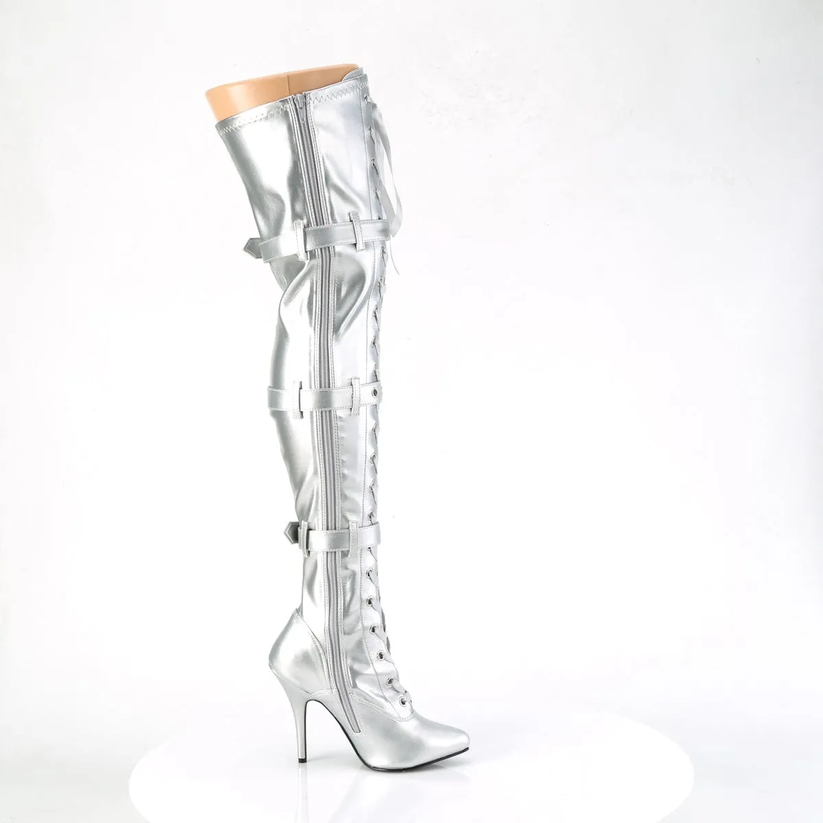SEDUCE-3028 Silver Stretch Metallic Pu