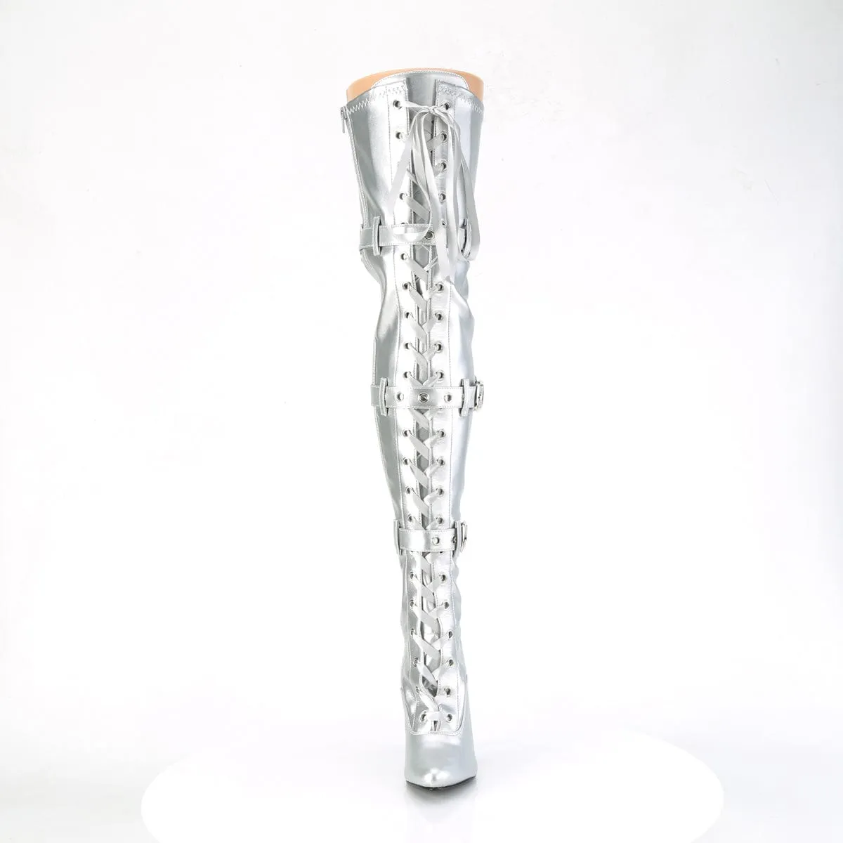 SEDUCE-3028 Silver Stretch Metallic Pu