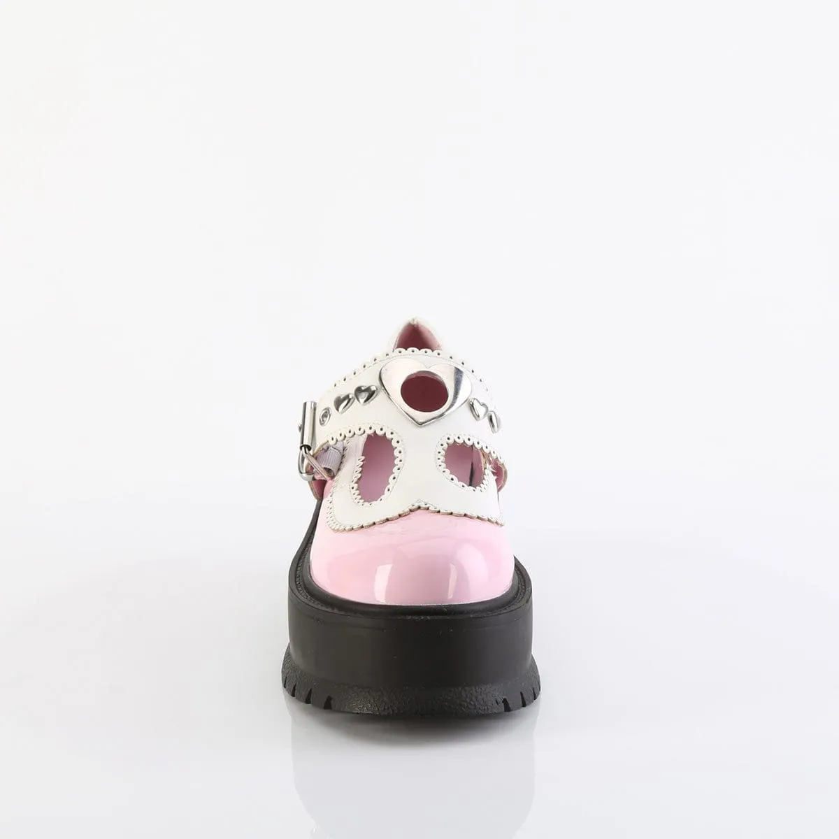 SLACKER-23 Baby Pink Hologram Patent -White Vegan Leather