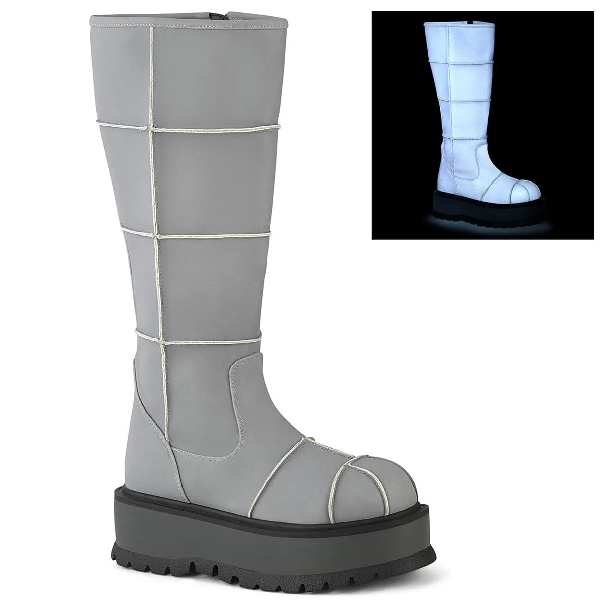SLACKER-230 Grey Reflective Vegan Leather