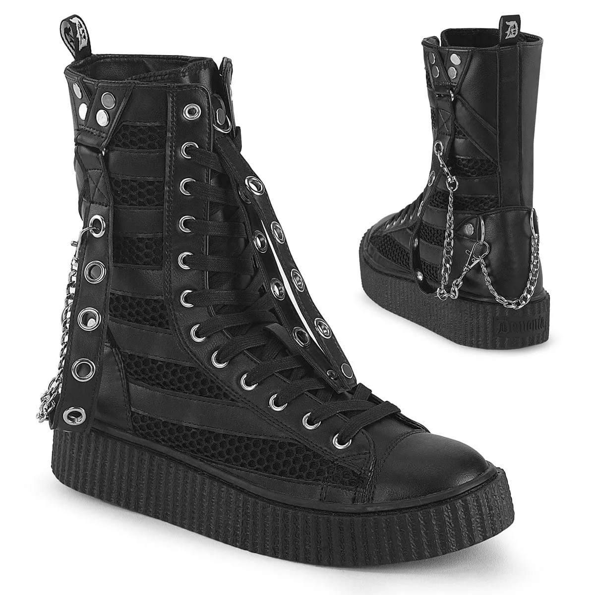SNEEKER-325 Black Vegan Leather-Fishnet