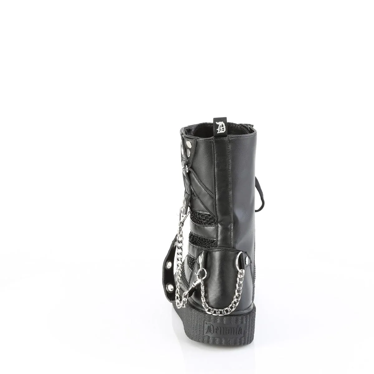 SNEEKER-325 Black Vegan Leather-Fishnet