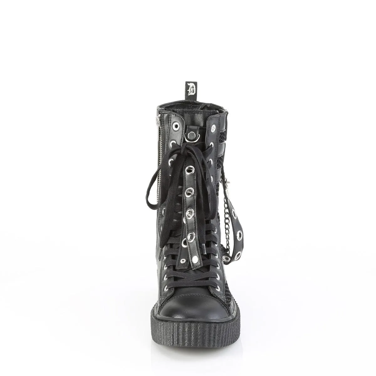 SNEEKER-325 Black Vegan Leather-Fishnet