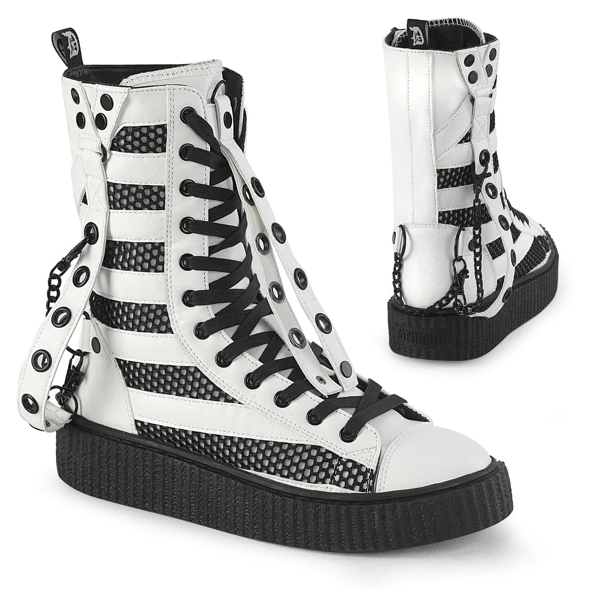 SNEEKER-325 White Vegan Leather-Fishnet