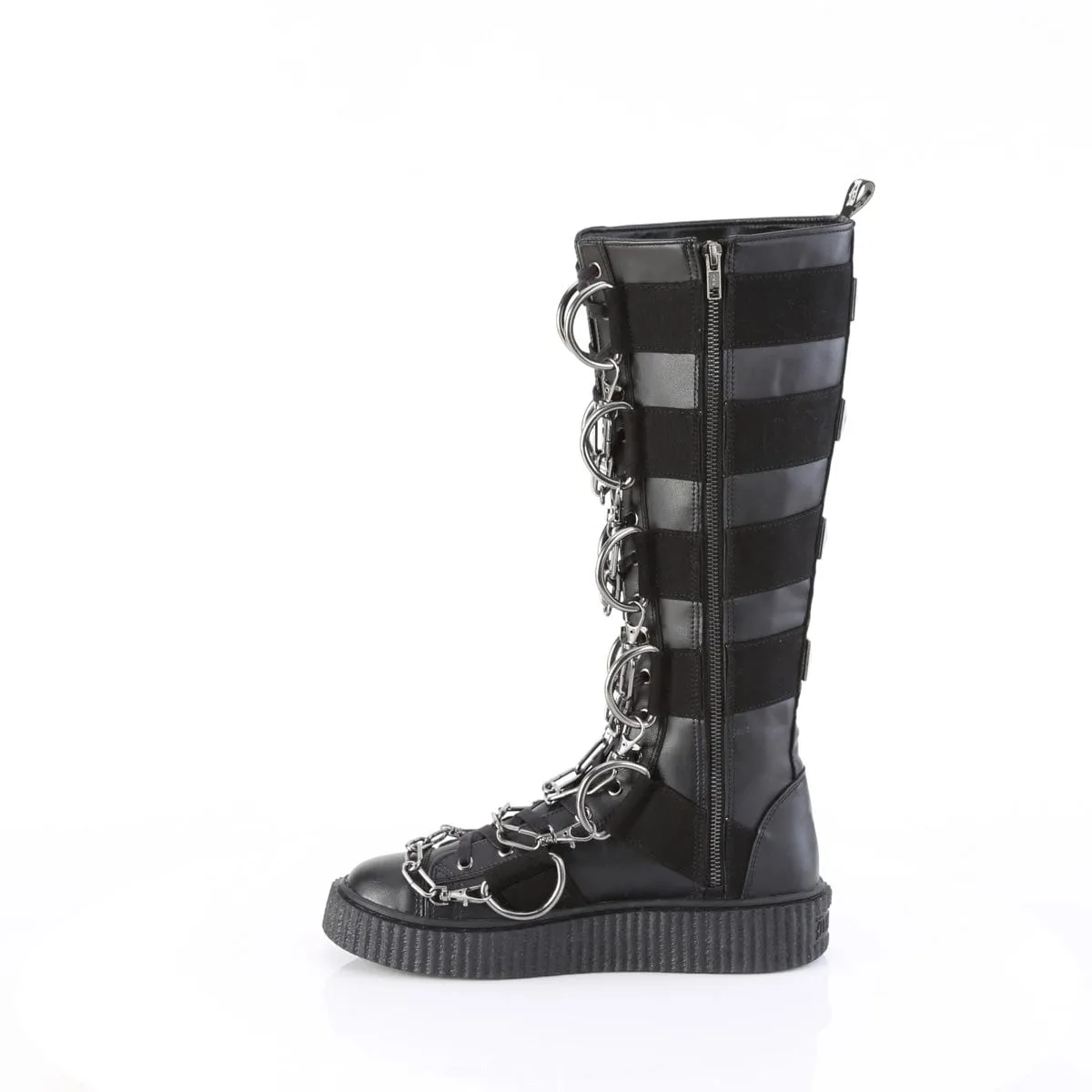 SNEEKER-405 Black Vegan Leather-Canvas