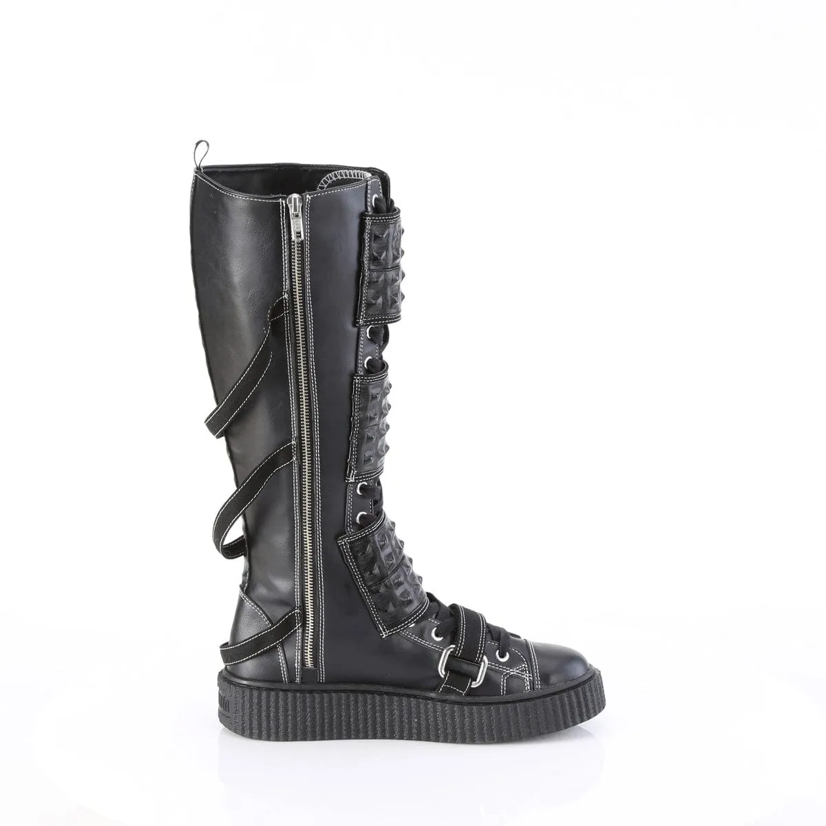 SNEEKER-410 Black Vegan Leather-Canvas