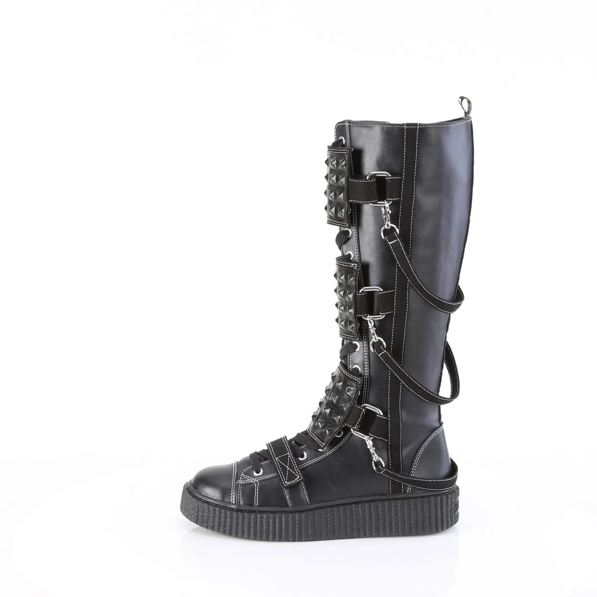 SNEEKER-410 Black Vegan Leather-Canvas