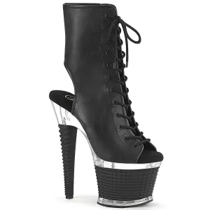 SPECTATOR-1016 Black Faux Leather/Clear-Black Matte