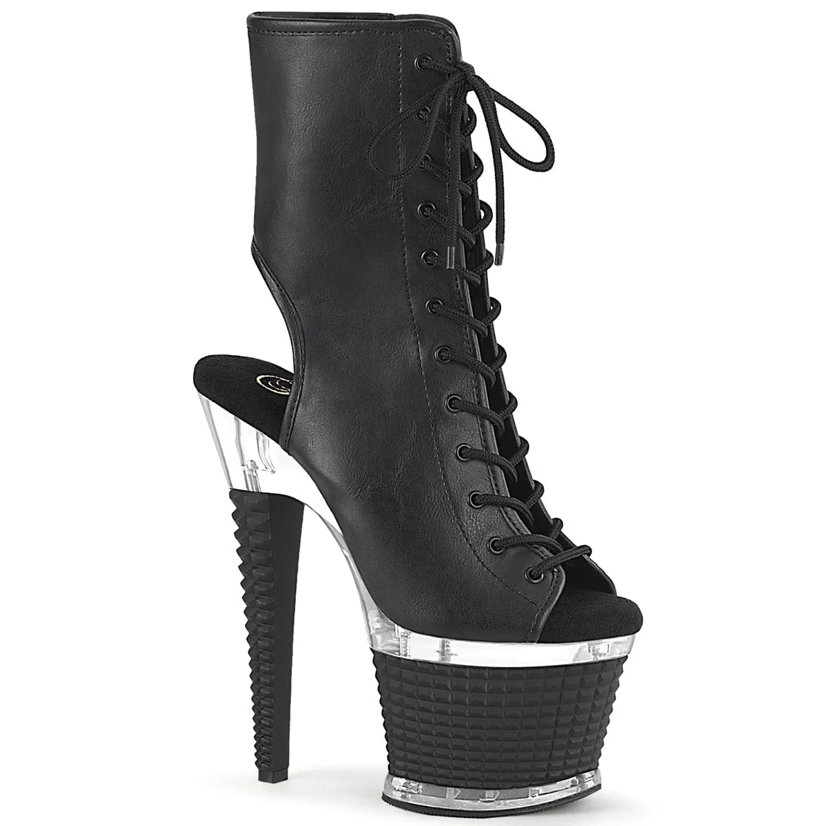 SPECTATOR-1016 Black Faux Leather/Clear-Black Matte