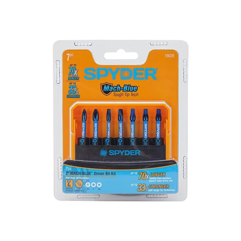 Spyder 19027 Hex/Phillips/Square/TORX 1/4 in x 1 in Impact Bit Set 8 Piece