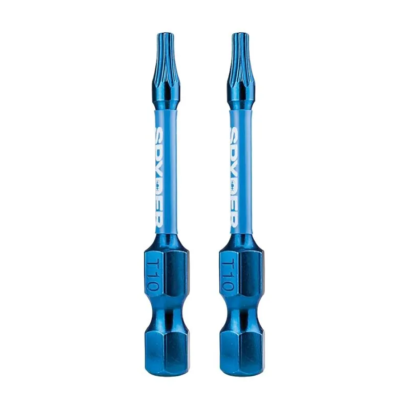 Spyder 19051 Mach-Blue T10 1/4-in x 2-in TORX Impact Driver Bit 2 Piece