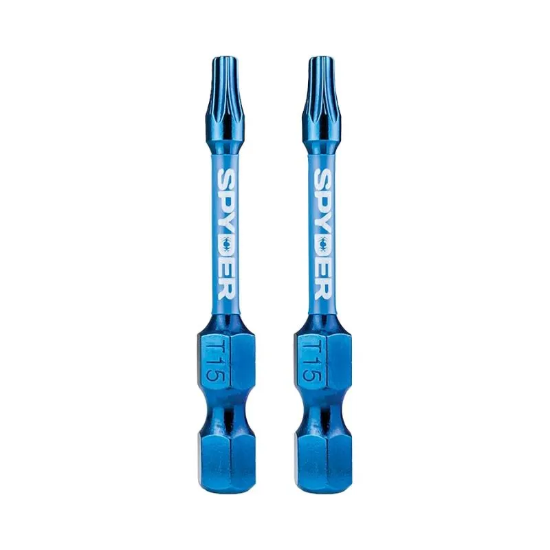 Spyder 19052 Mach-Blue T15 1/4-in x 2-in TORX Impact Driver Bit 2 Piece