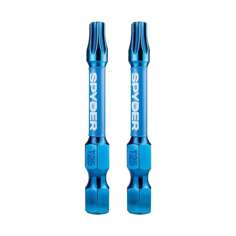Spyder 19054 Mach-Blue T25 1/4-in x 2-in TORX Impact Driver Bit 2 Piece