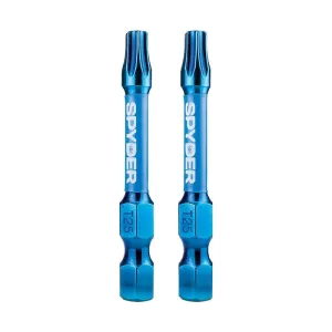 Spyder 19054 Mach-Blue T25 1/4-in x 2-in TORX Impact Driver Bit 2 Piece