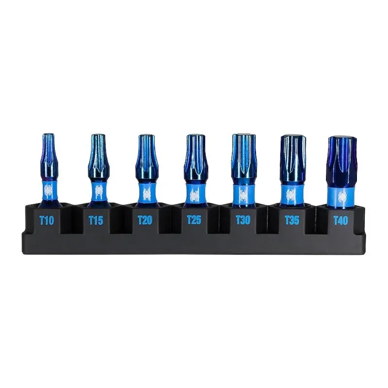 Spyder 19067 Mach-Blue 1/4-in x 1-in TORX Impact Driver Bit 7 Piece
