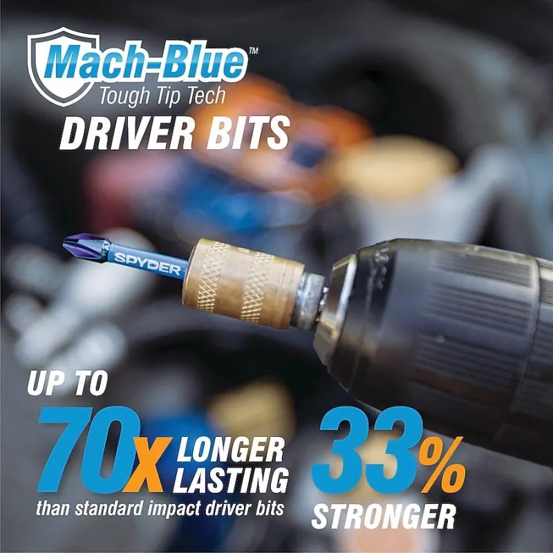 Spyder 19078 Phillips/Square/TORX Mach-Blue Impact Bit Set 28 Piece
