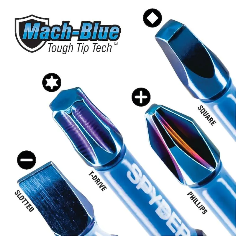 Spyder 19078 Phillips/Square/TORX Mach-Blue Impact Bit Set 28 Piece