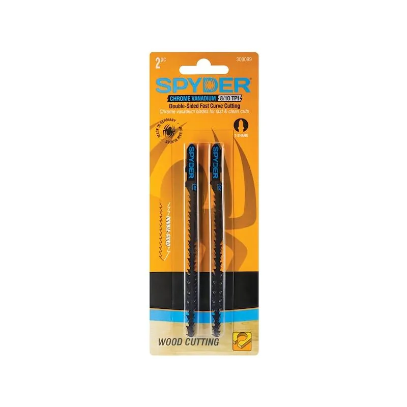 Spyder 300099 Jig Saw 2-Side Wood Cutting CRV, 8/11 TPI, 2Pc