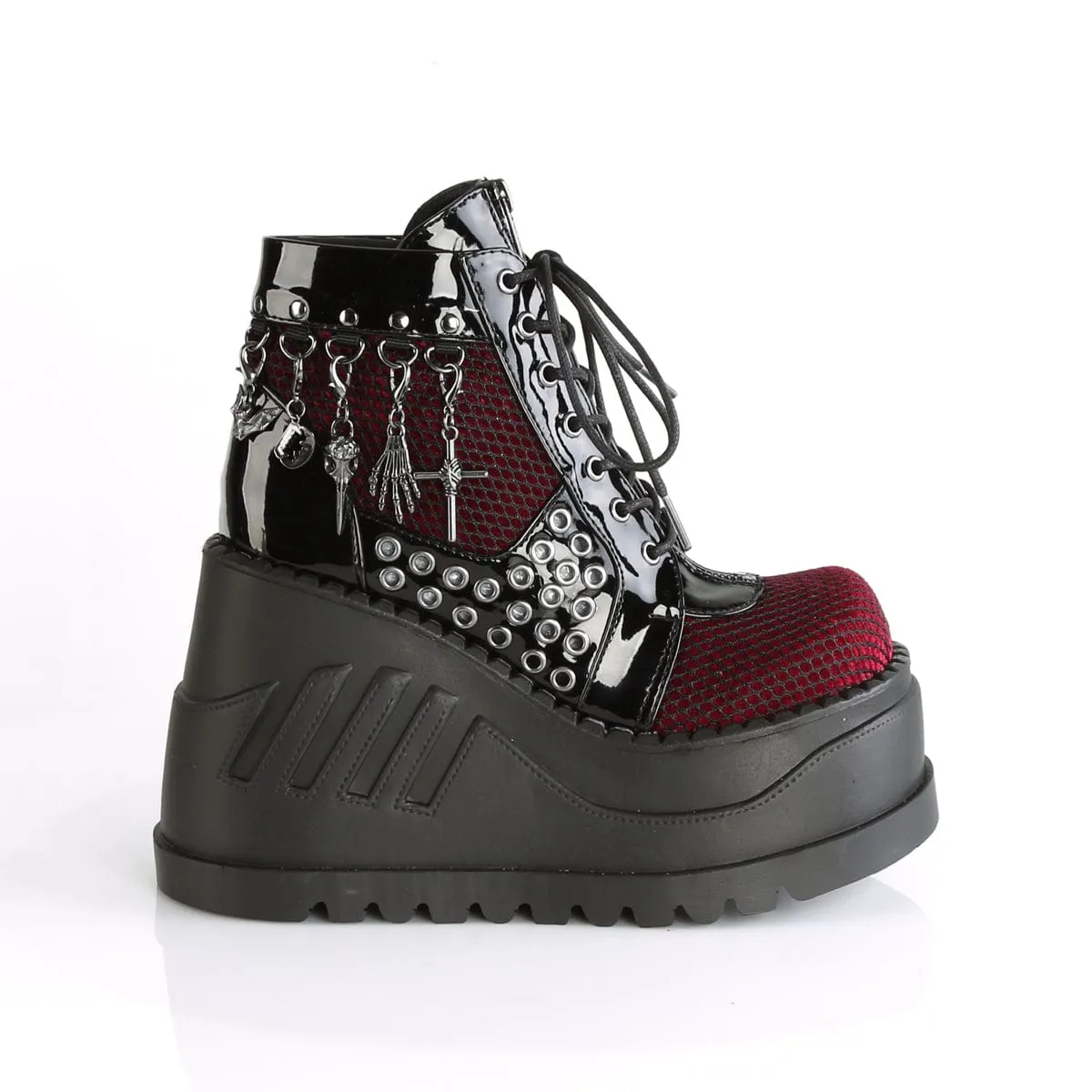 STOMP-18 Black Patent -Burgundy Velvet
