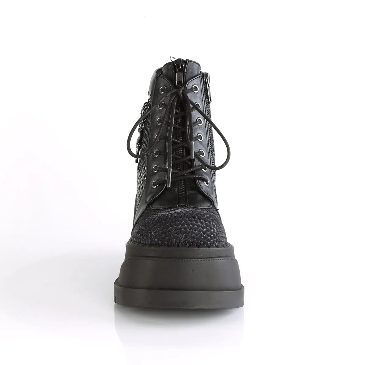 STOMP-18 Black Vegan Leather-Grey Velvet