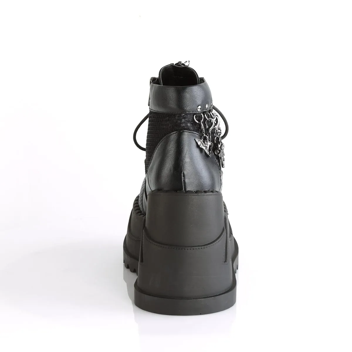 STOMP-18 Black Vegan Leather-Grey Velvet