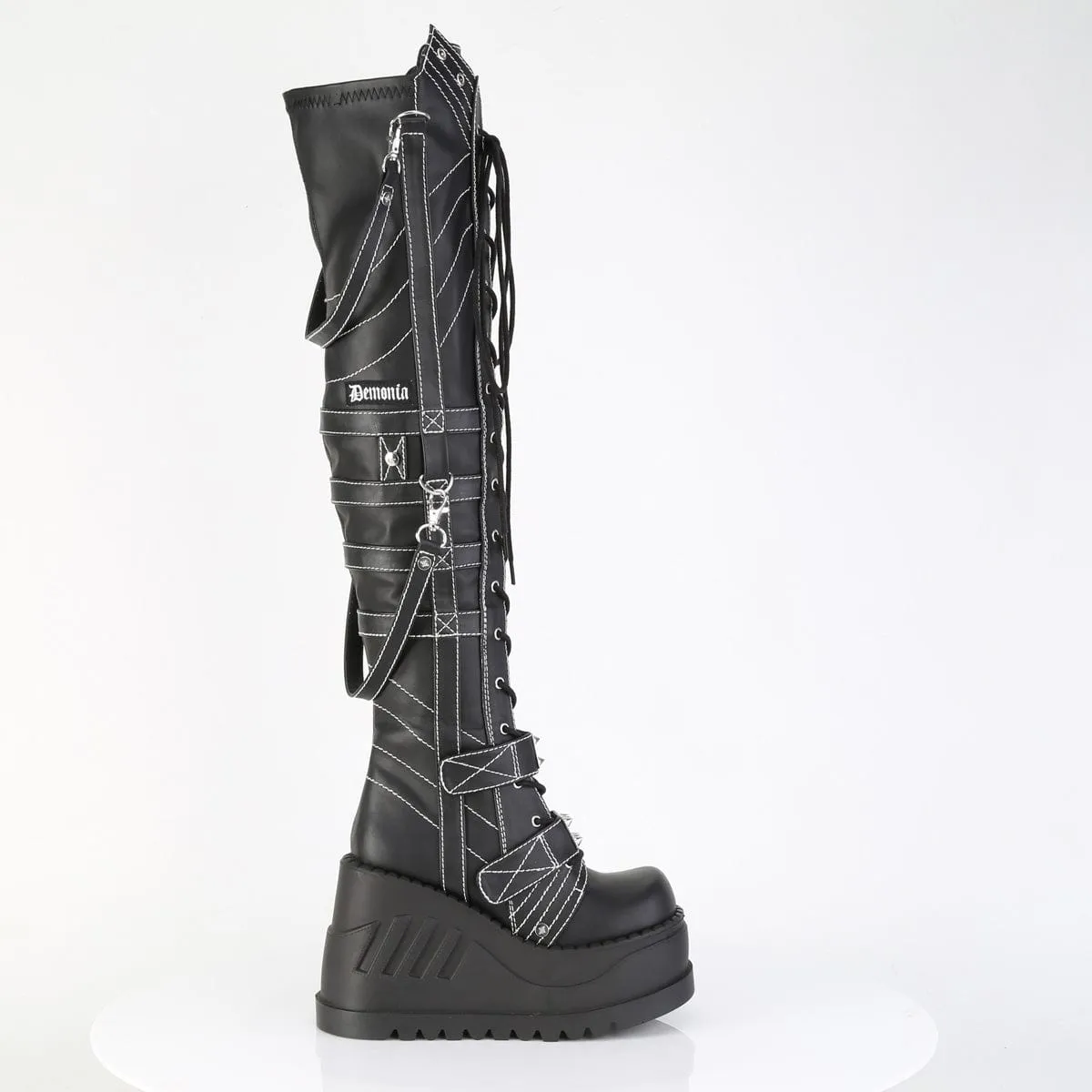STOMP-310 Black Vegan Leather Over-the-Knee Boots