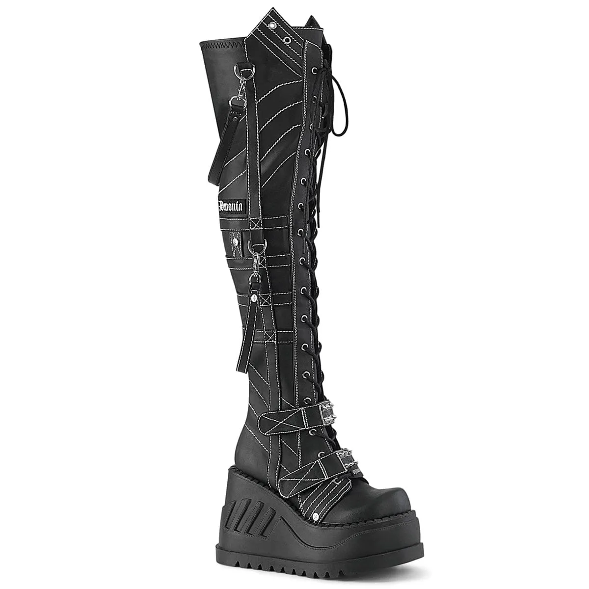 STOMP-310 Black Vegan Leather Over-the-Knee Boots