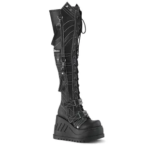 STOMP-310 Black Vegan Leather Over-the-Knee Boots