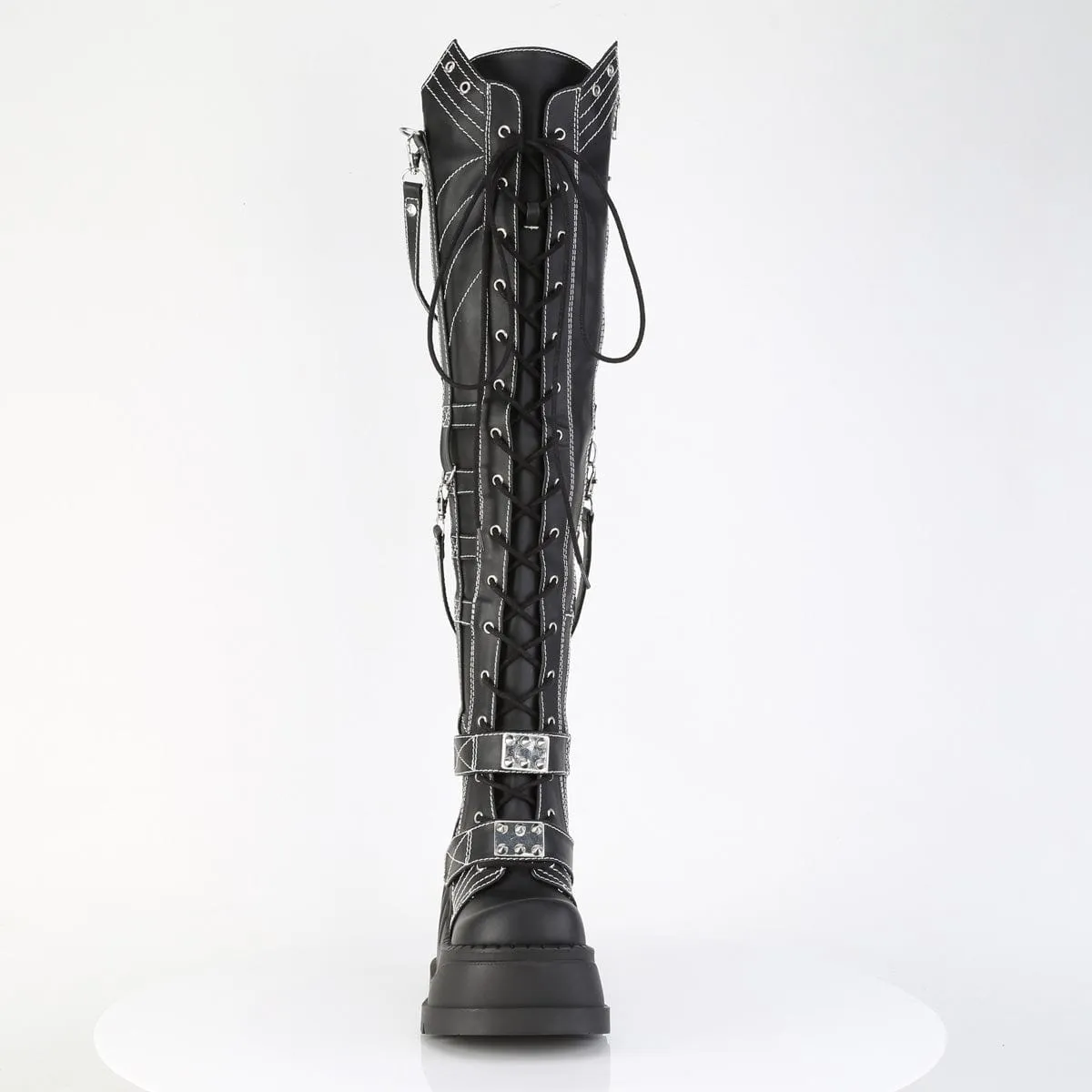 STOMP-310 Black Vegan Leather Over-the-Knee Boots