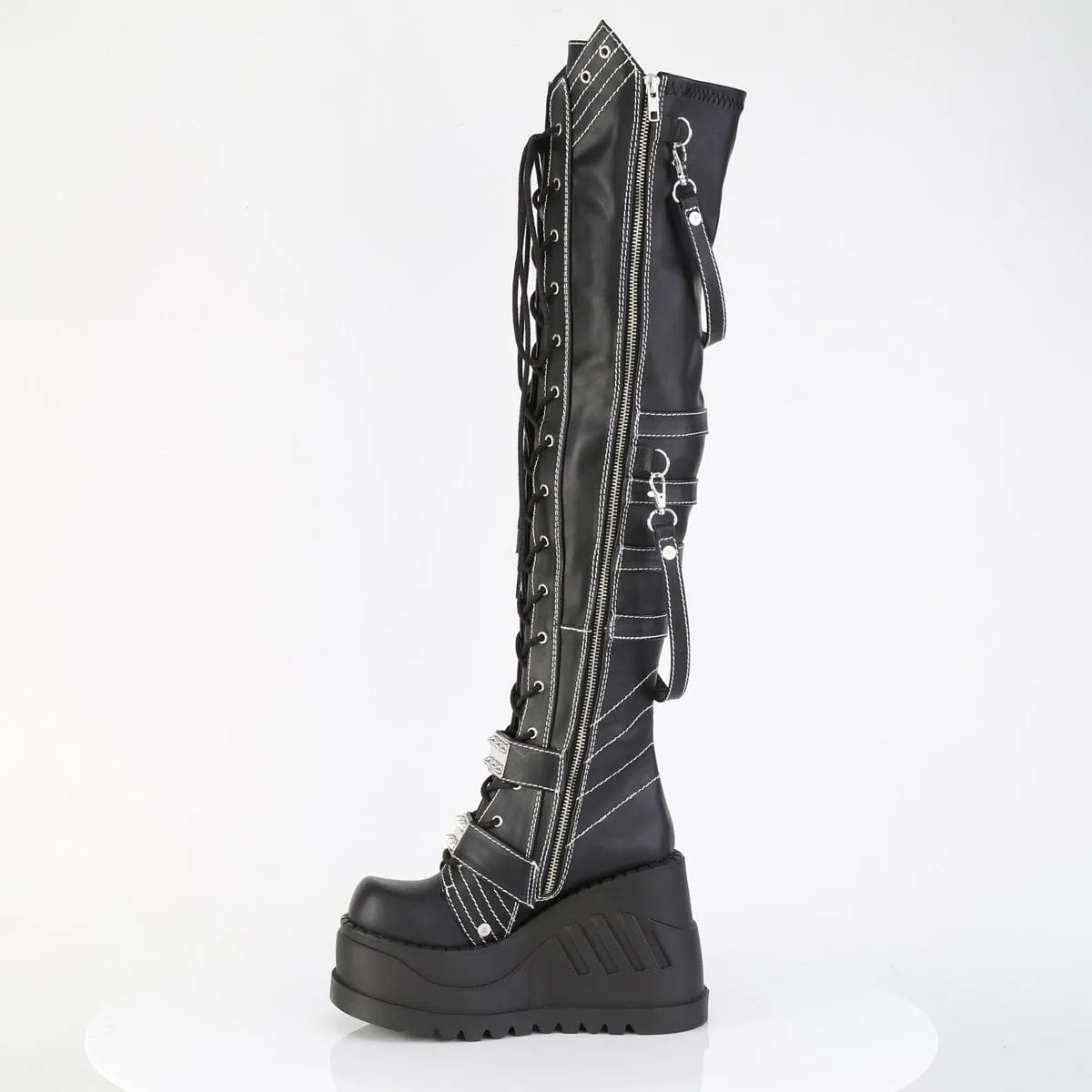 STOMP-310 Black Vegan Leather Over-the-Knee Boots