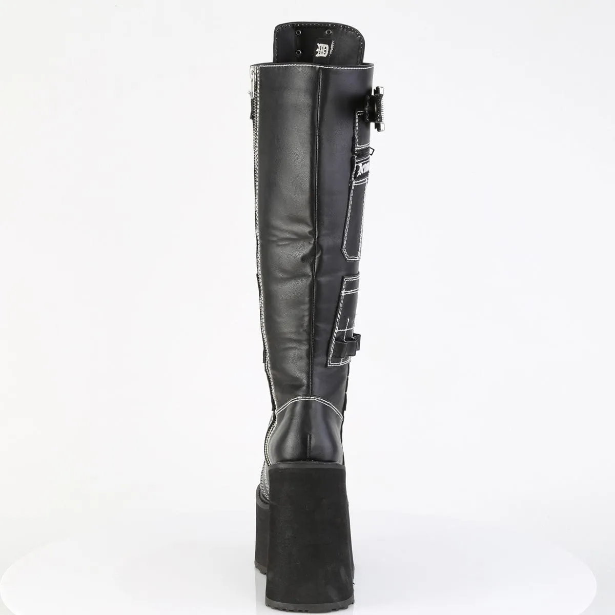 SWING-260 Black Vegan Leather Knee High Boots