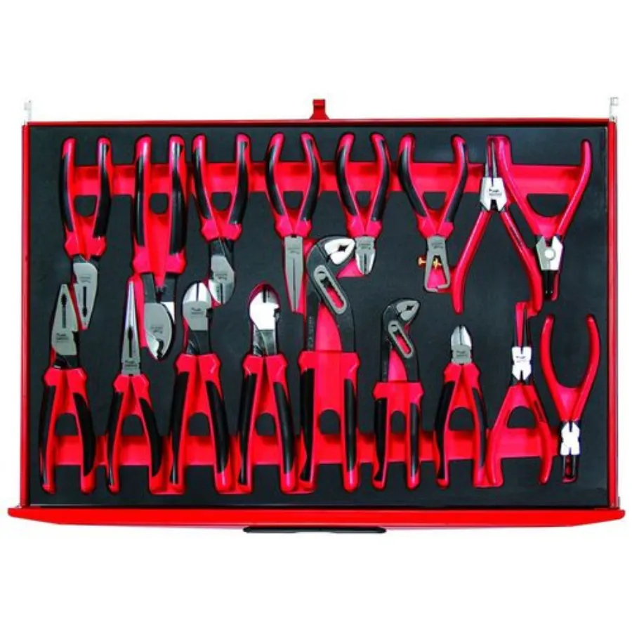 Teng Tools 17 Piece Full Drawer EVA Foam Plier Set (Cutters, Linesman, Snap Ring   More) - TTEMB17