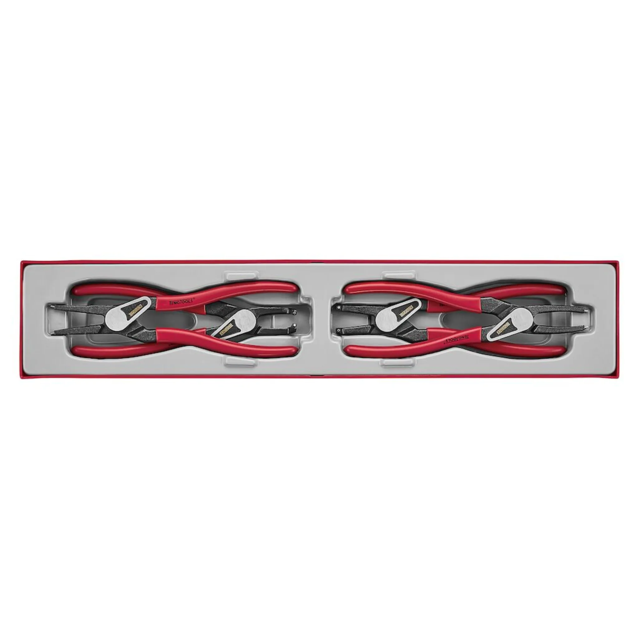 Teng Tools 4 Piece 9 Inch Pro Snap Ring Circlip Inner / Outer / Straight / Bent Plier Set - TTX474-9E