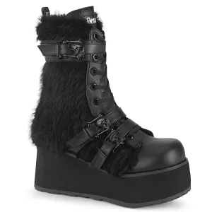 TRASHVILLE-218 Black Vegan Leather-Faux Fur