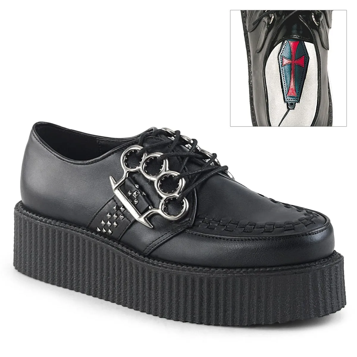 V-CREEPER-516 Black Vegan Leather
