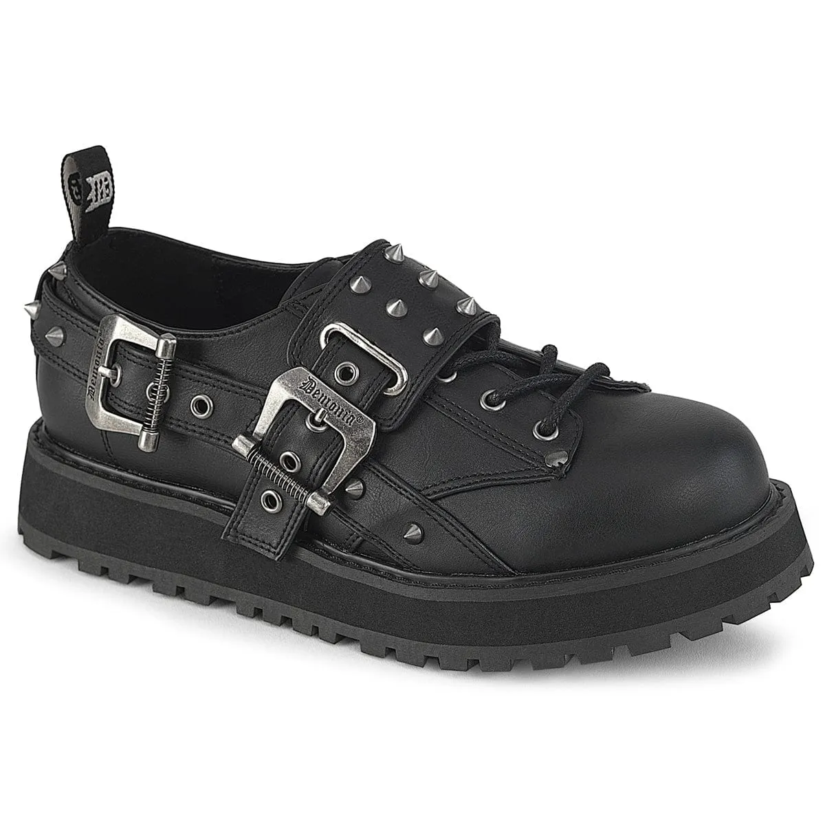 VALOR-38 Black Vegan Leather Unisex Platform Shoes