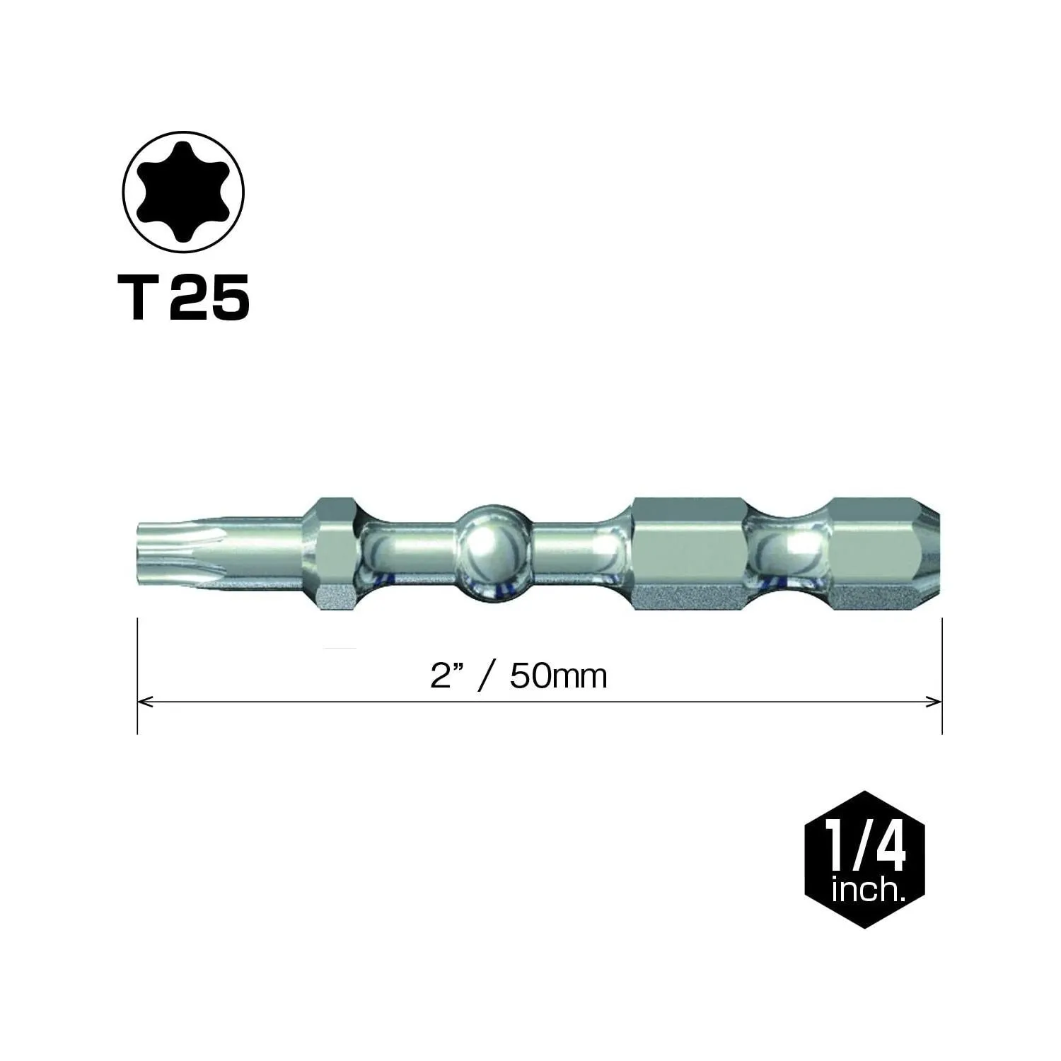 Vessel Tools IBTX2550P25K Impact Ball Torsion Bits T25 x 50, 25 Pack