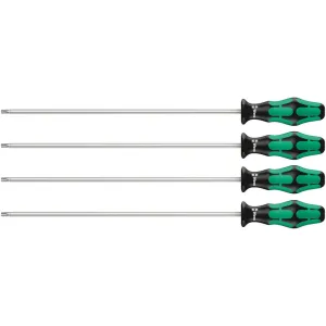 Wera 367/4 TORX HF Kraftform Plus Screwdriver set with holding function and 300 mm-long blades, 4 pieces