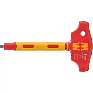 Wera 410 i VDE A RA VDE-insulated T-handle adapter screwdriver with ratchet functionality for 1/4" sockets