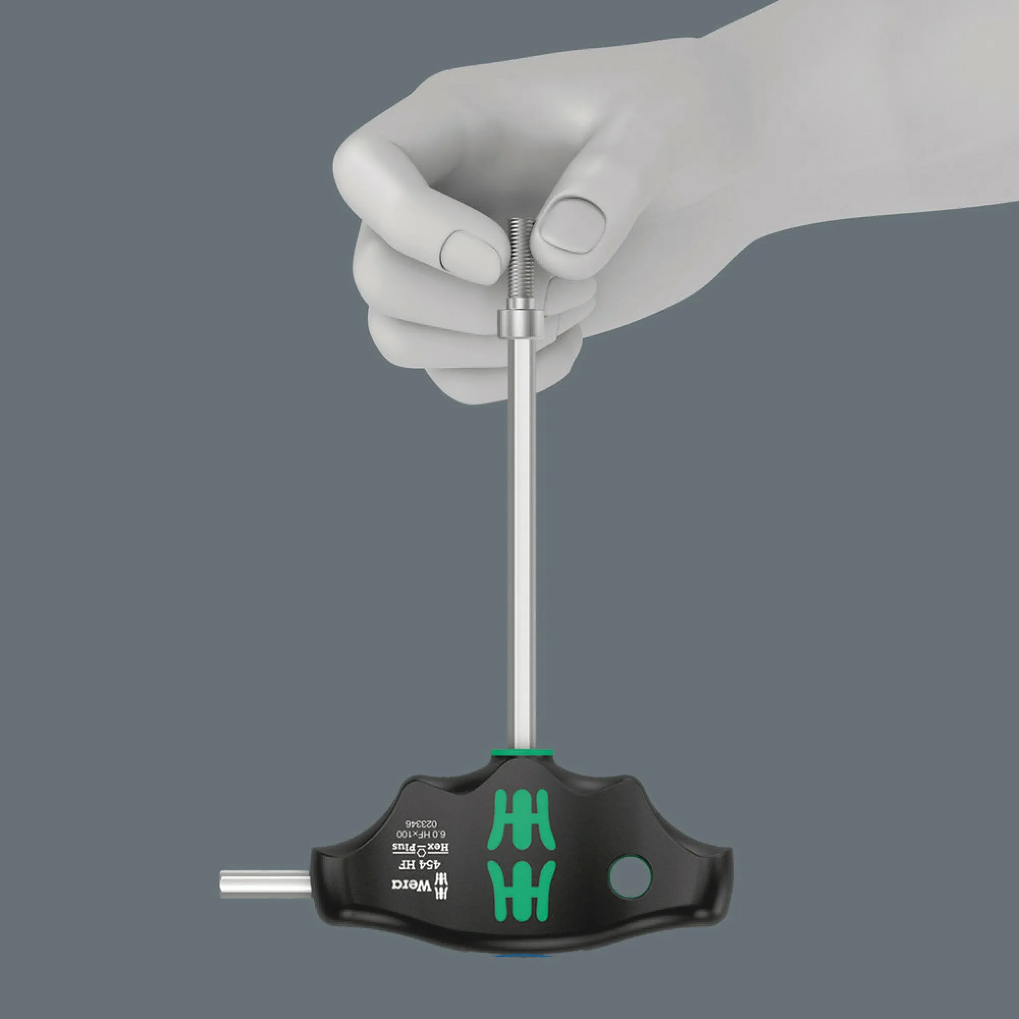 Wera 454 HF T-handle hexagon screwdriver Hex-Plus with holding function, imperial, 1/8" x 150 mm