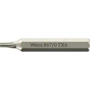 Wera 867/0 Micro Bits for TORX Socket Screws, TX6 x 30 mm