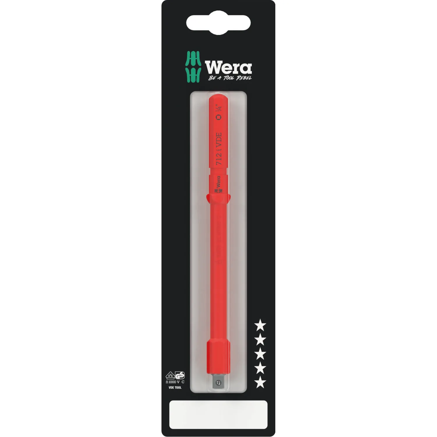 Wera Kraftform Kompakt A VDE 712 i SB Adapter Blade, Insulated, for 1/4" Sockets, 1/4" x 154 mm