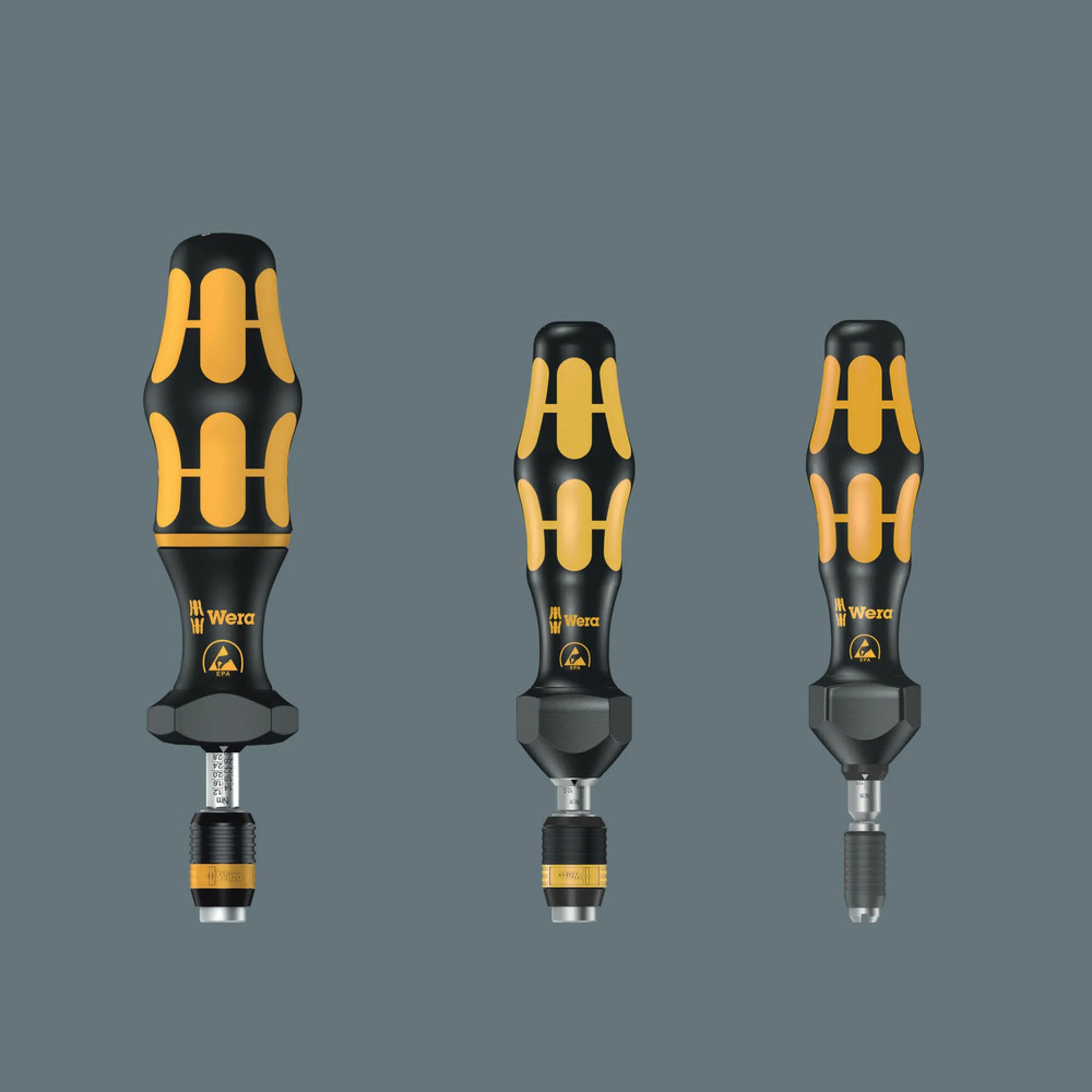 Wera Series 7400 Kraftform ESD adjustable torque screwdrivers (0.1-3.0 Nm) with Rapidaptor quick-release chuck, 7441 ESD x 1.2-3.0 Nm