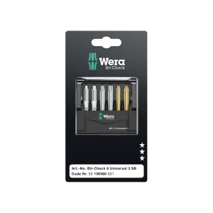 Wera Tools 05136380001 Bit-Check 6 Universal 3 SB Set