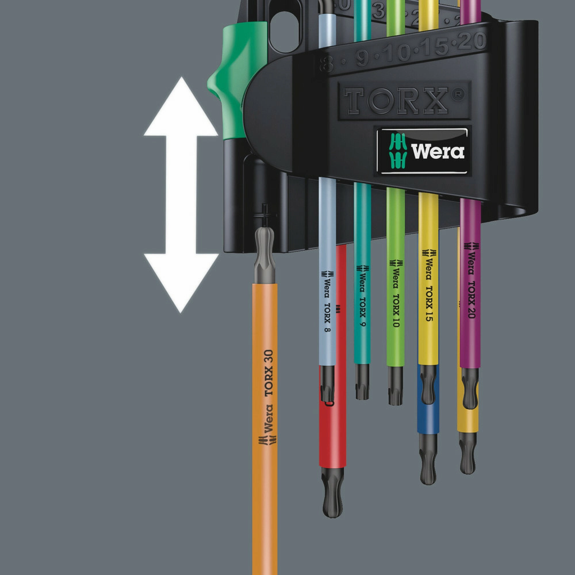 Wera 967/9 TX BO Multicolour 1 L-key set for tamper-proof TORX screws, BlackLaser, 9 pieces