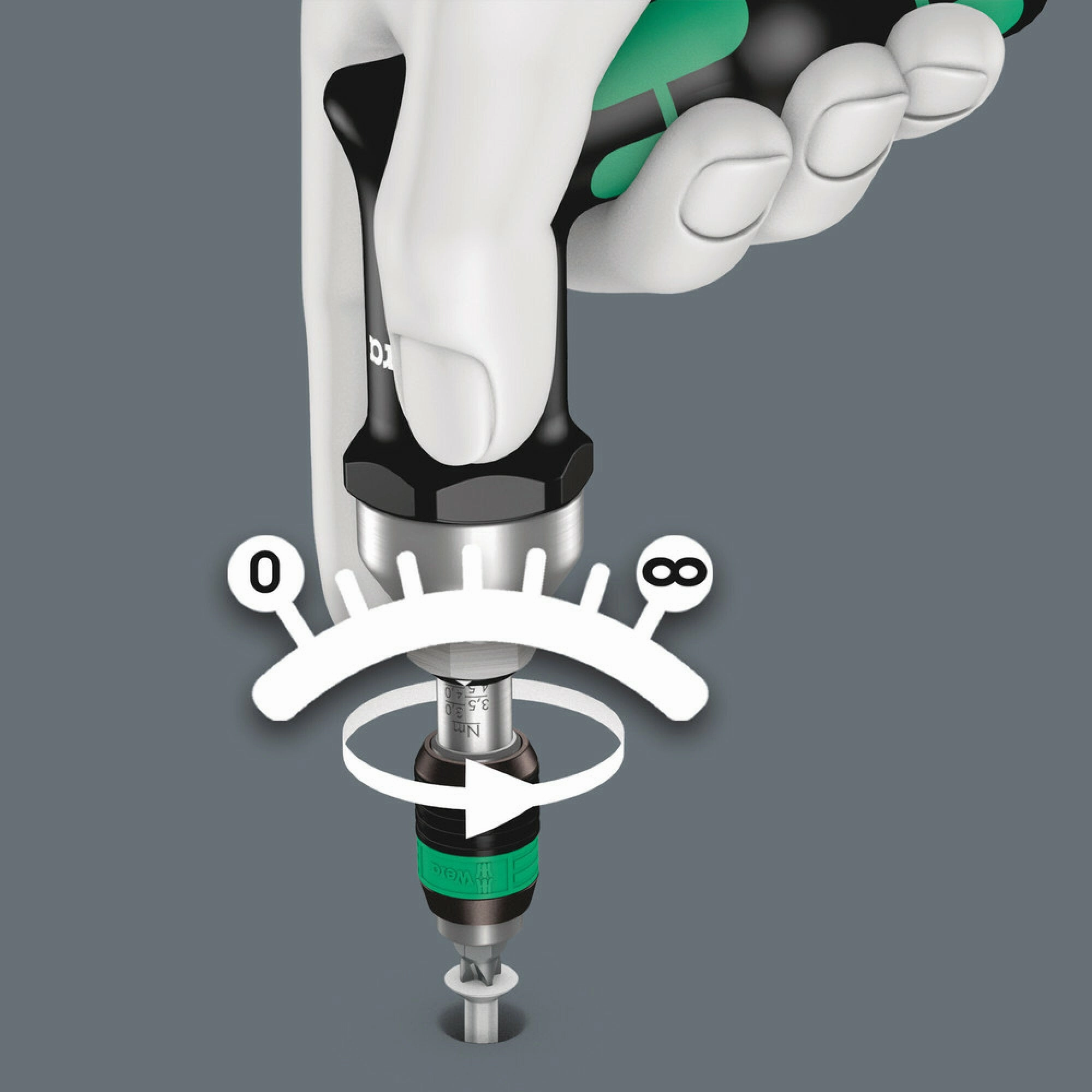 Wera Series 7400 Kraftform pistol handle, adjustable torque screwdrivers (3.0-8.8 Nm) with Rapidaptor quick-release chuck, 7443 x 4.0-8.8 Nm