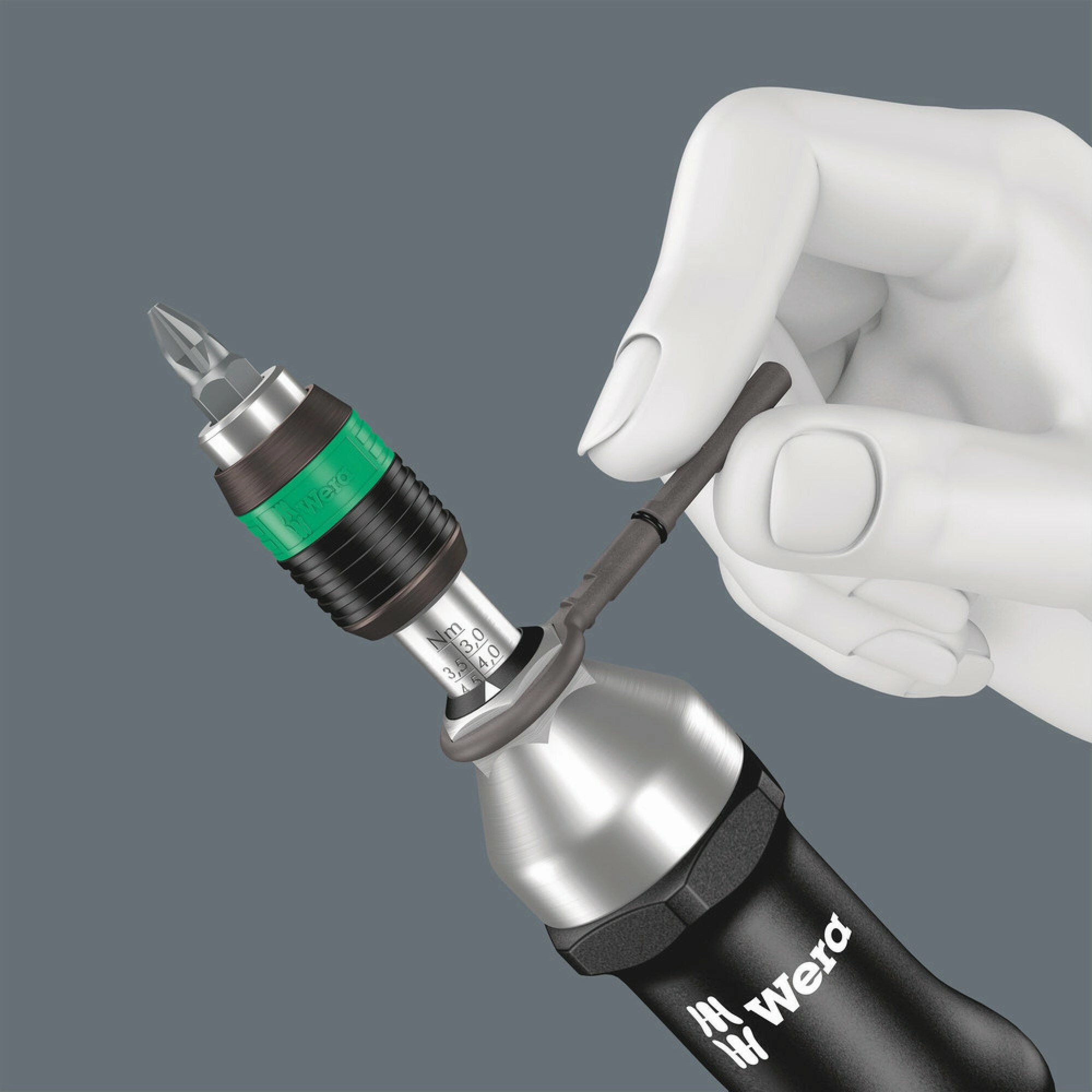 Wera Series 7400 Kraftform pistol handle, adjustable torque screwdrivers (3.0-8.8 Nm) with Rapidaptor quick-release chuck, 7443 x 4.0-8.8 Nm